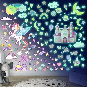 Pegatinas de Pared Unicornio Luminosas Infantiles Niña Pare…