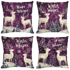 Funda Cojin 70x70 cm,Juego de 4 Fundas de Cojines Púrpura T…