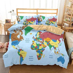 Chickwin Juego de Ropa de Cama 3D, Moderna Nórdica Mapa del…