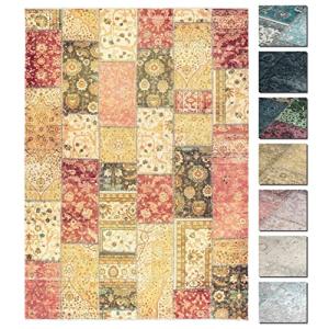 TESSO LIVING Alfombra Kilim Patchwork Salón, Pelo Corto, An…