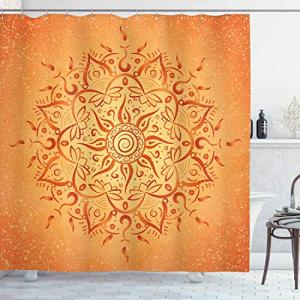 ABAKUHAUS Loto Cortina de Baño, Mandala Anaranjada, Materia…
