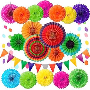 Decoracion de Fiesta Coloreado Abanicos de Papel Bola de Ni…
