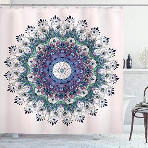 ABAKUHAUS Mandala Cortina de Baño, Arte Colorido del Pavo R…