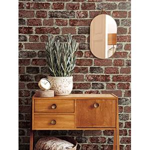 Papel pintado pared ladrillo 3D rojo inspiración industrial…