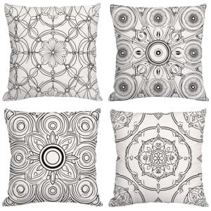 En blanco y negro Cojines Exterior Impermeable Lino Fundas…