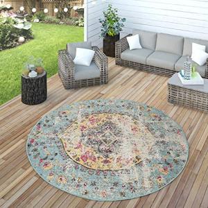 Paco Home Alfombra Interior/Exterior Turquesa Rosa Amarillo…