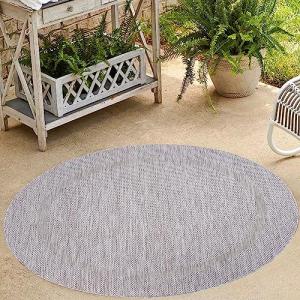 HomebyHome Alfombra Exterior Interior 200 cm Redondo Plata…