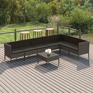 MOONAIRY Set de Muebles de jardín 8 pzas y Cojines, Sofa Y…