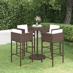 MOONAIRY Set de Bar para jardín 5 pzas y Cojines, Comedor J…