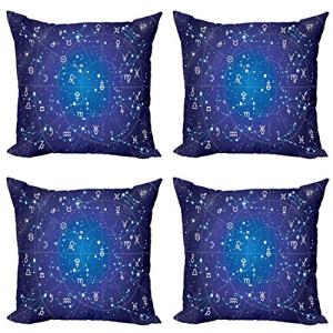 ABAKUHAUS Astrología Set de 4 Fundas para Cojín, constelaci…