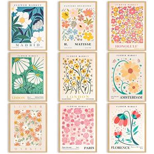 Hjjnmo Wall Art Prints, 9 Piezas Elegantes Cuadros De Flore…