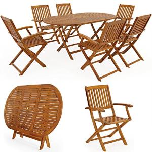 CASARIA® Set Muebles de Jardín Madera Acacia Certificación…