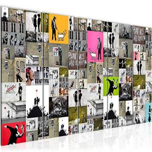Runa Art Cuadro XXL Collage Banksy 200 x 80 cm Vistoso 5 Pi…