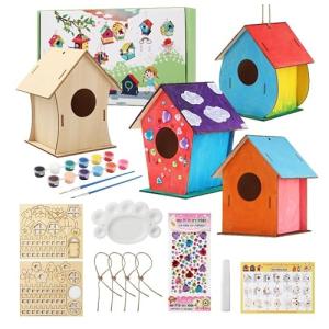 LCXCXY 4 Pcs Casa de pájaros para Pintar de Bricolaje,Kit d…