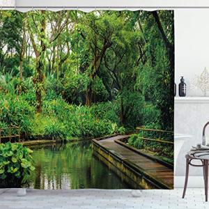 ABAKUHAUS Selva Cortina de Baño, Pier Salvaje exótico Bosqu…
