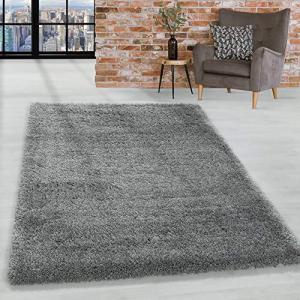 HomebyHome Alfombra Salon Peludo de Pelo Largo 50mm Gris Cl…