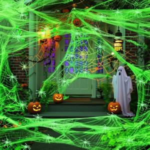 Tela de araña luminosa de Halloween, 300 g, con 60 unidades…