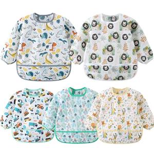 Yealoo Paquete de 5 Babero con Mangas Impermeable 6-30 Mese…