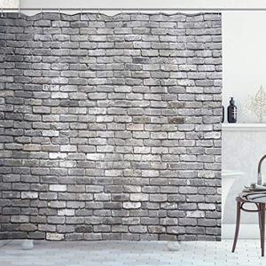 ABAKUHAUS Gris Cortina de Baño, Edad áspera Pared de ladril…