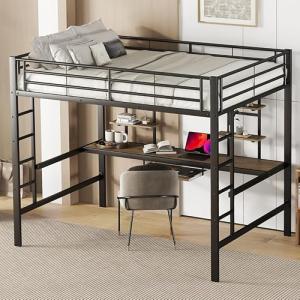 Ntxplora - Cama entrepiso (140 x 200 cm, metal), 4 estantes…