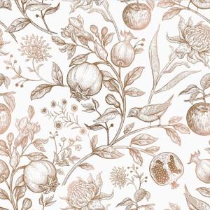 VEELIKE Papel Pintado Flores Beige Vintage Papel Pared Hoja…