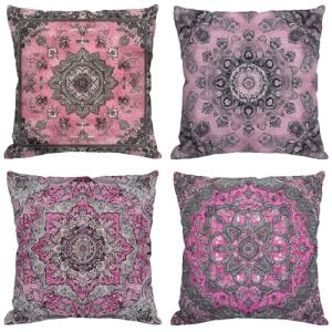 Rosa Cojines Exterior Impermeable Lino Grande Fundas Cojine…
