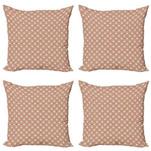 ABAKUHAUS Naranja Set de 4 Fundas para Cojín, Las Ondas Cur…