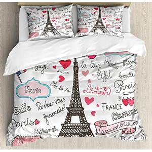ABAKUHAUS Torre Eiffel Funda Nórdica, París Heart Letter, 2…