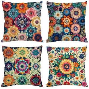 Fundas Cojines 65x65 cm Juego de 4 Boho Cojines Exterior Im…