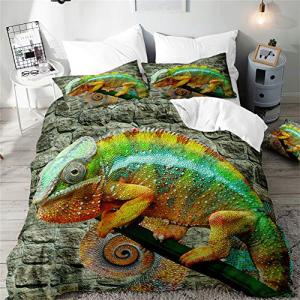 Chickwin Juego de Ropa de Cama 3D Camaleón Estampado 3 Piez…
