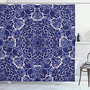 ABAKUHAUS Mandala Cortina de Baño, Círculo Floral Bohemio,…