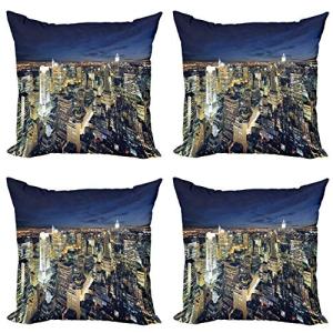 ABAKUHAUS Urbano Set de 4 Fundas para Cojín, Moderna del Pa…