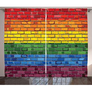 ABAKUHAUS Pared de ladrillo Cortinas, Gay Pride Rainbow Fla…