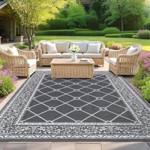 SHACOS Alfombra Terraza Exterior Impermeable Gris 180x270cm…