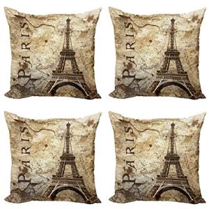 ABAKUHAUS París Set de 4 Fundas para Cojín, Torre Eiffel en…