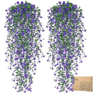 Woltoy 4 Piezas Flores Artificiales Colgantes de 65 cm, Pla…