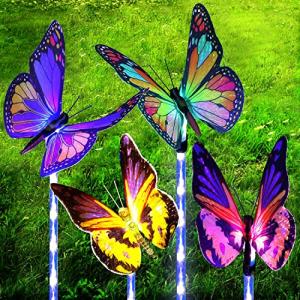SOLARBABY Luces solares para jardín con adornos de mariposa…