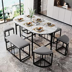 Idemon Juego de comedor (juego con mesa de comedor, 4 tabur…
