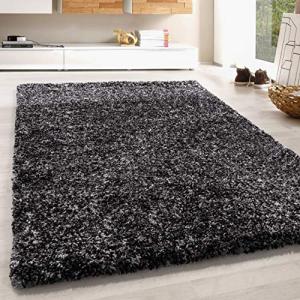 HomebyHome Alfombra Salon Pedulo de Pelo Largo Antracita 20…