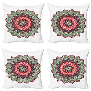 ABAKUHAUS asiático Set de 4 Fundas para Cojín, Mandala Retr…