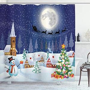ABAKUHAUS Navidad Cortina de Baño, Paisaje de Invierno, Mat…