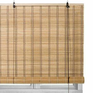 Estor Enrollable Beige de láminas de bambú rústico de 90x18…