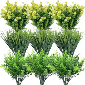 Kingrun 18 Piezas Flores Artificiales Hierba de Trigo Balcó…