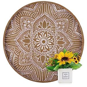 Hanobe Bandeja decorativa redonda grande de madera: Hanobe…
