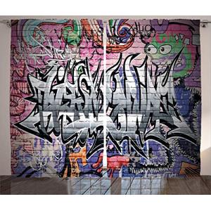 ABAKUHAUS Pared de ladrillo Cortinas, Graffiti Arte de la P…