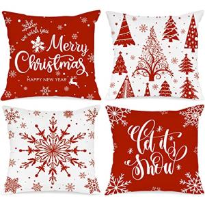 Lanpn Juego de 4 Fundas Cojin Navidad 40x40 cm, Funda Cojin…