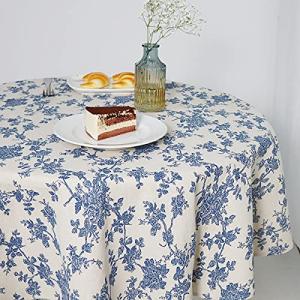 Wracra Azul Floral Pastoral Mantel Algodón Lino Vintage Man…