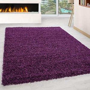 HomebyHome Alfombra Salon Peludo de Pelo Largo Púrpura 140x…