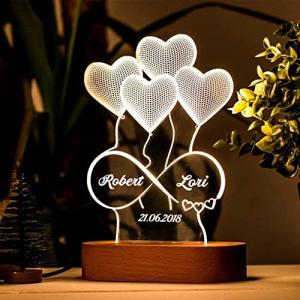 Transparent Gift Lámpara Personalizada con Nombres y Fecha…