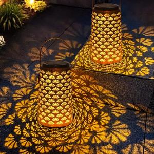 OUSFOT Farolillos Solares Exterior 2 Piezas, Dos Modos de I…